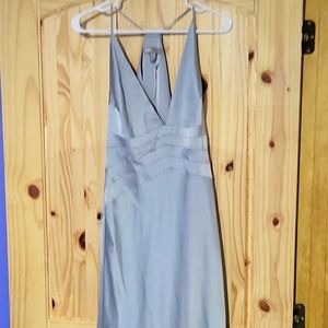 Ice blue satin panel cami maxi dress